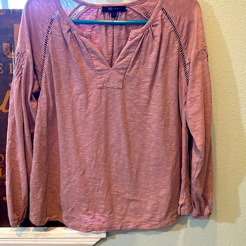 FRYE Long Sleeve Top, Mauve, Women's Small